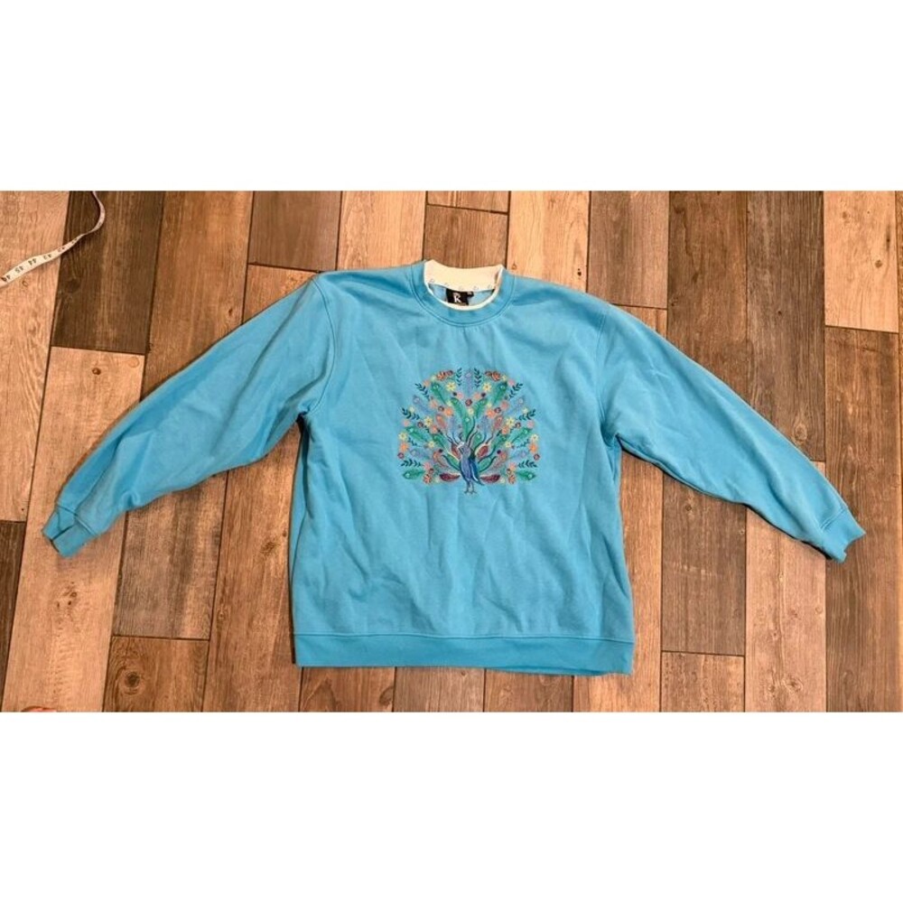 Vintage Granny Double Collar Peacock Crewneck Sweater